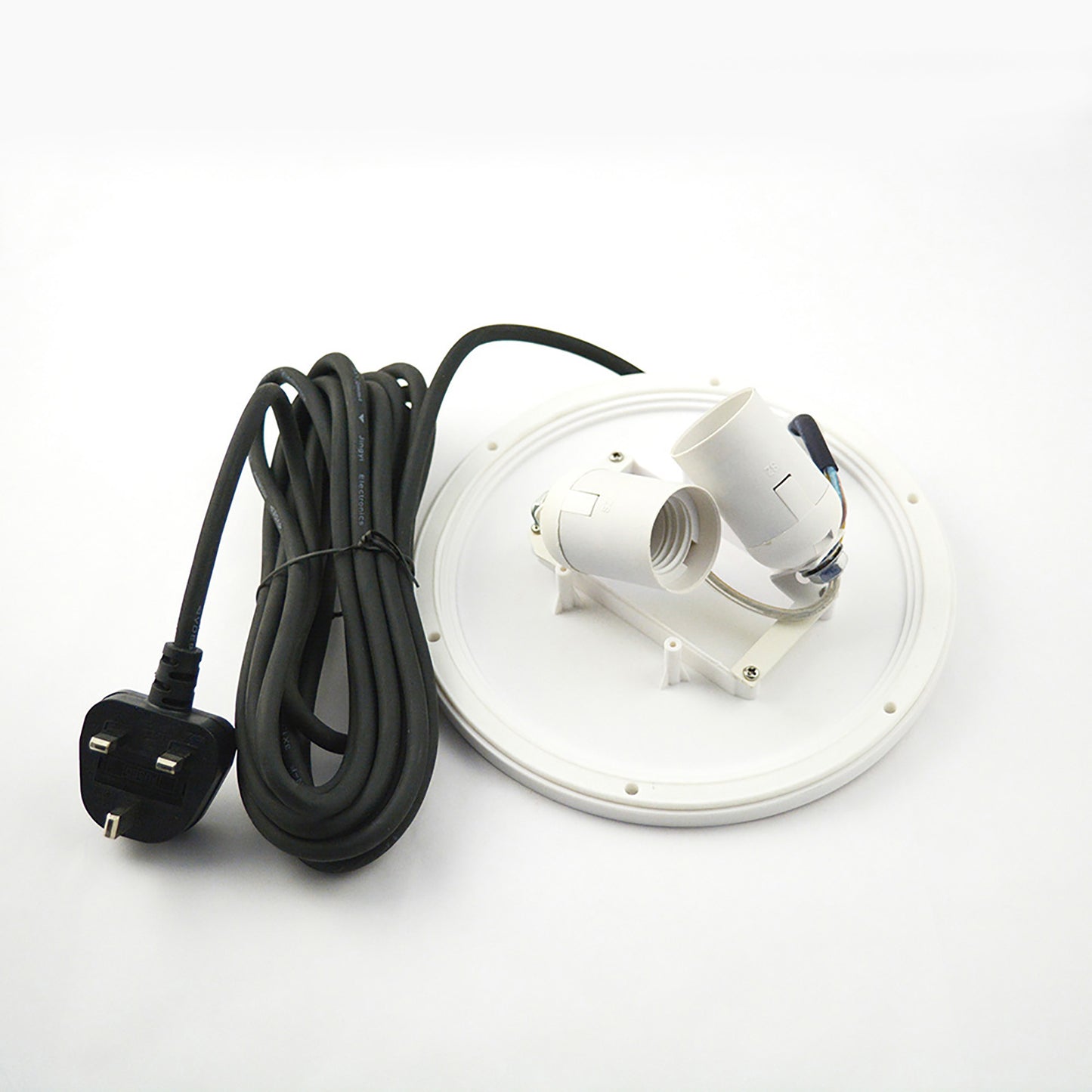 E27 Plate 2 Light CFL Outdoor IP44 Supplied With 5M Cable, White by Mantra