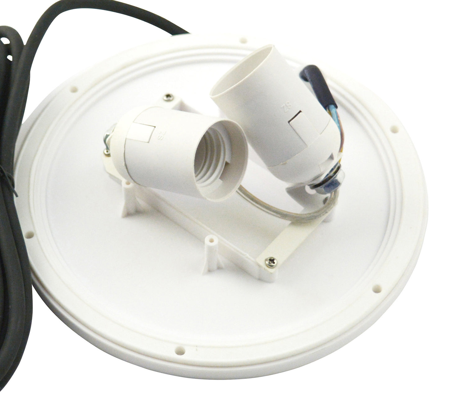 E27 Plate 2 Light CFL Outdoor IP44 Supplied With 5M Cable, White by Mantra