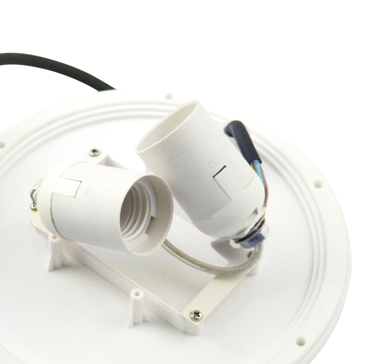 E27 Plate 2 Light CFL Outdoor IP44 Supplied With 5M Cable, White by Mantra