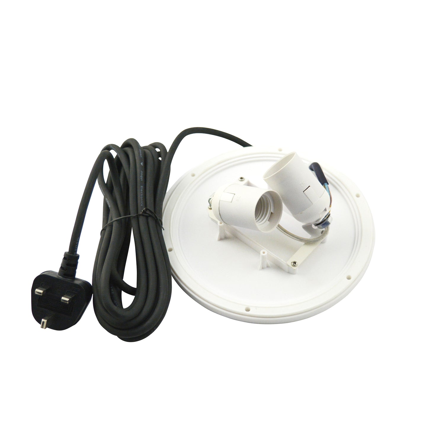 E27 Plate 2 Light CFL Outdoor IP44 Supplied With 5M Cable, White by Mantra