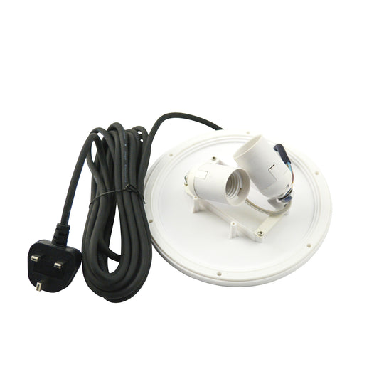 E27 Plate 2 Light CFL Outdoor IP44 Supplied With 5M Cable, White by Mantra