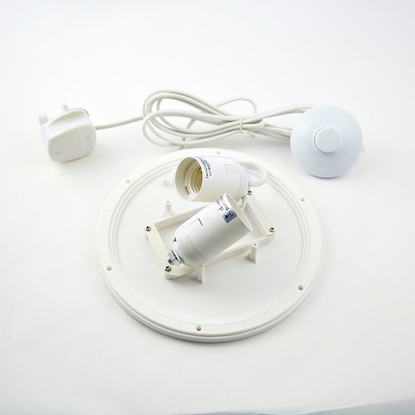 E27 Plate 2 Light CFL Indoor With Foot Switch, White by Mantra