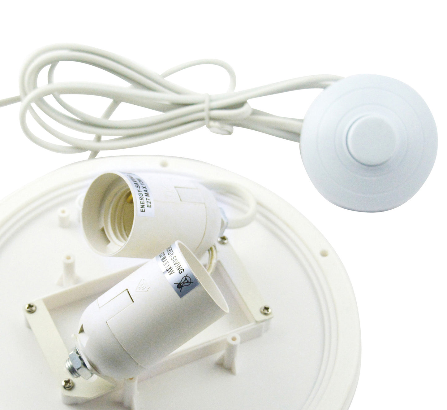 E27 Plate 2 Light CFL Indoor With Foot Switch, White by Mantra