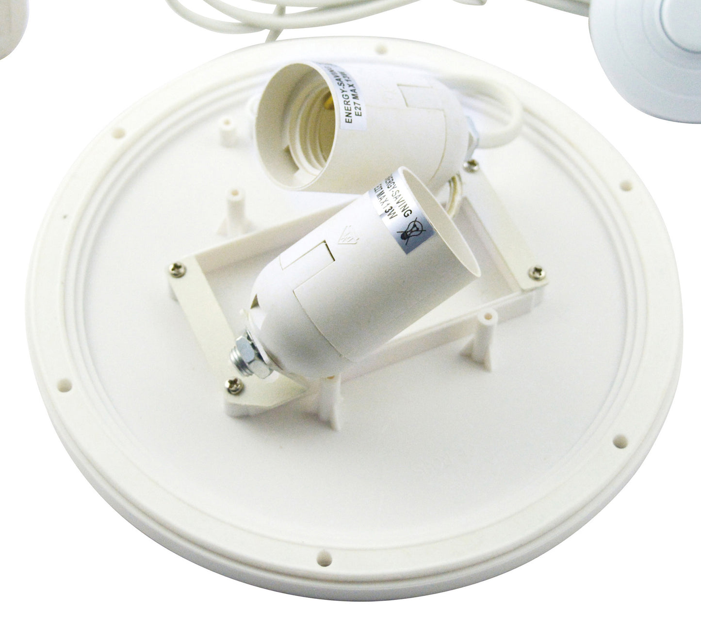 E27 Plate 2 Light CFL Indoor With Foot Switch, White by Mantra