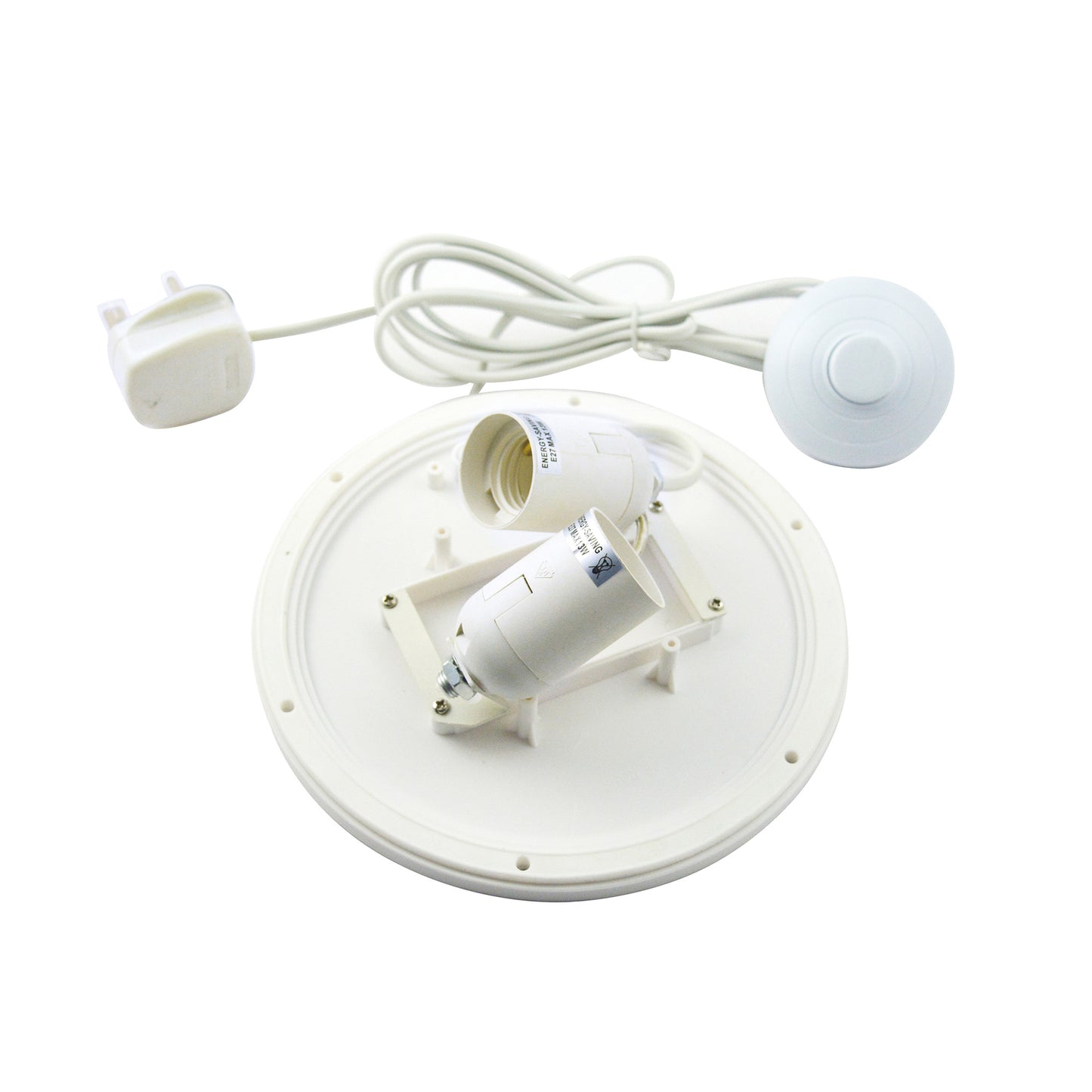 E27 Plate 2 Light CFL Indoor With Foot Switch, White by Mantra