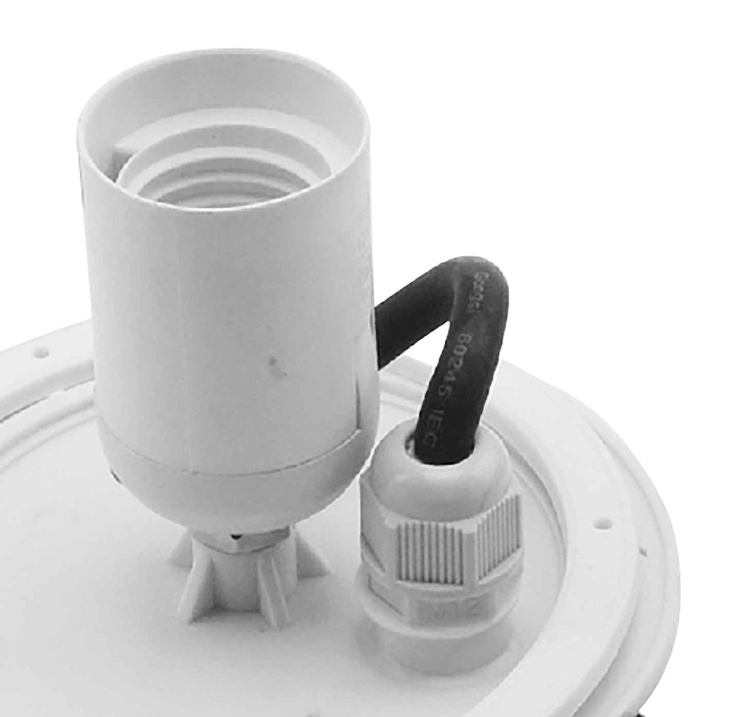 E27 Plate 1 Light Outdoor IP44 Supplied With 5M Cable, White by Mantra