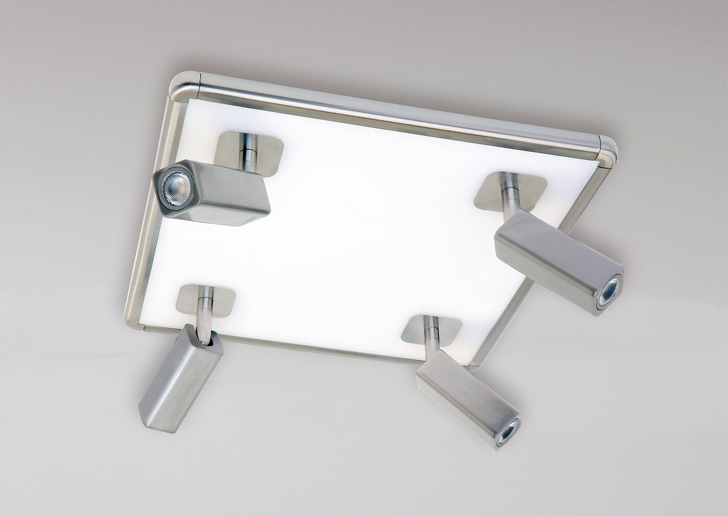 Ibiza Flush Ceiling Light 4 Head With Backlit Light 40W LED Square Satin Nickel 4000K, 3000lm, 3yrs Warranty by Mantra