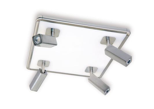 Ibiza Flush Ceiling Light 4 Head With Backlit Light 40W LED Square Satin Nickel 4000K, 3000lm, 3yrs Warranty by Mantra