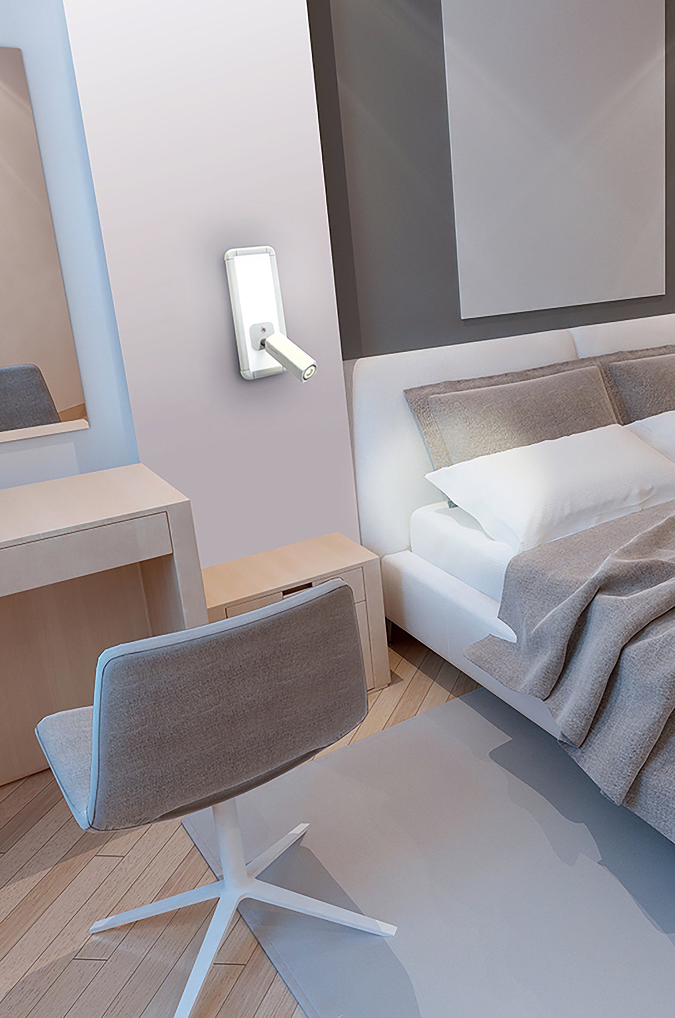 Ibiza Wall Lamp Single Head With Backlit Light 10W LED Satin Nickel 4000K, 700lm, 3yrs Warranty by Mantra