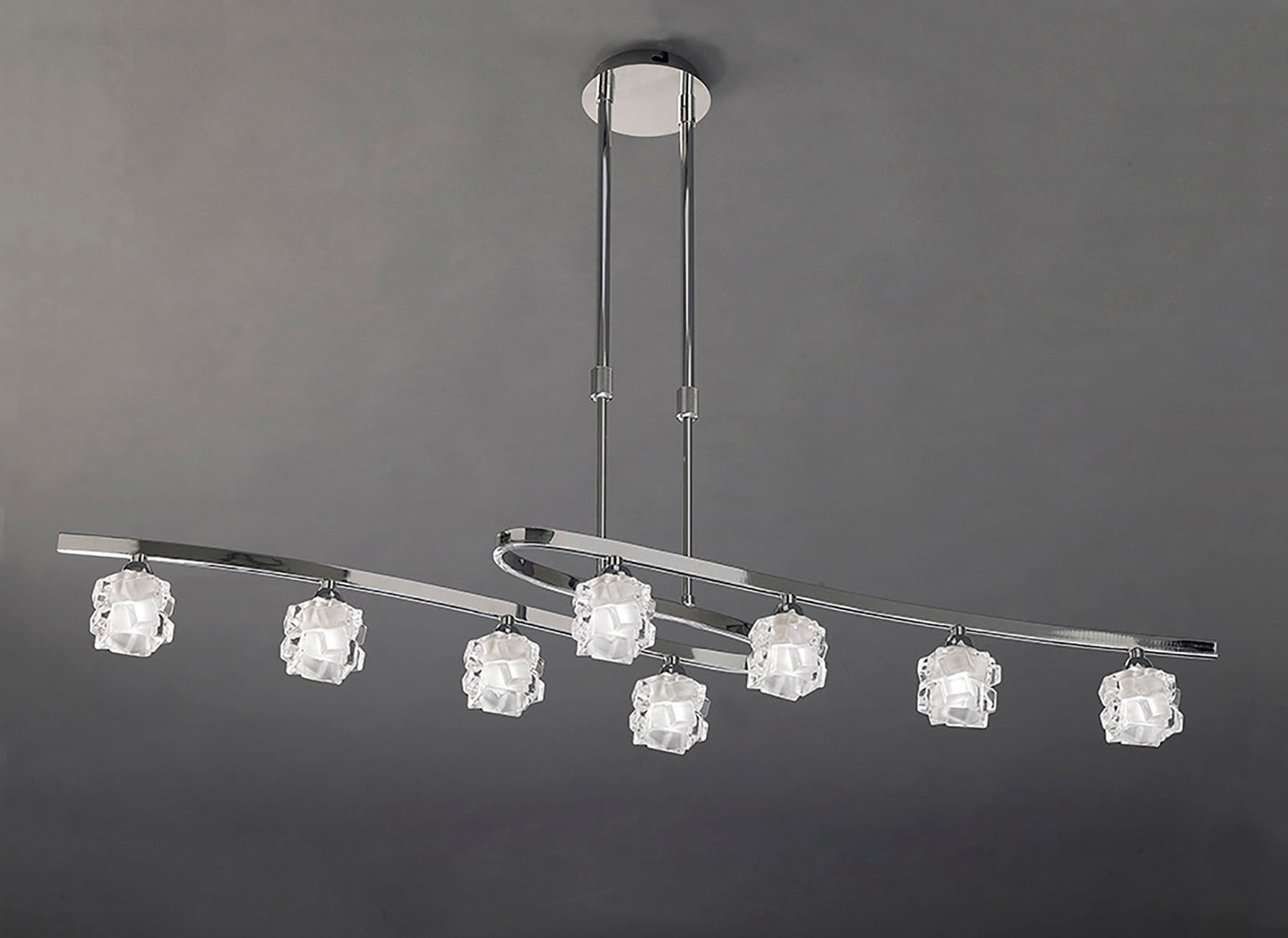 Ice Rectangular Telescopic 8 Light G9 ECO, Polished Chrome by Mantra