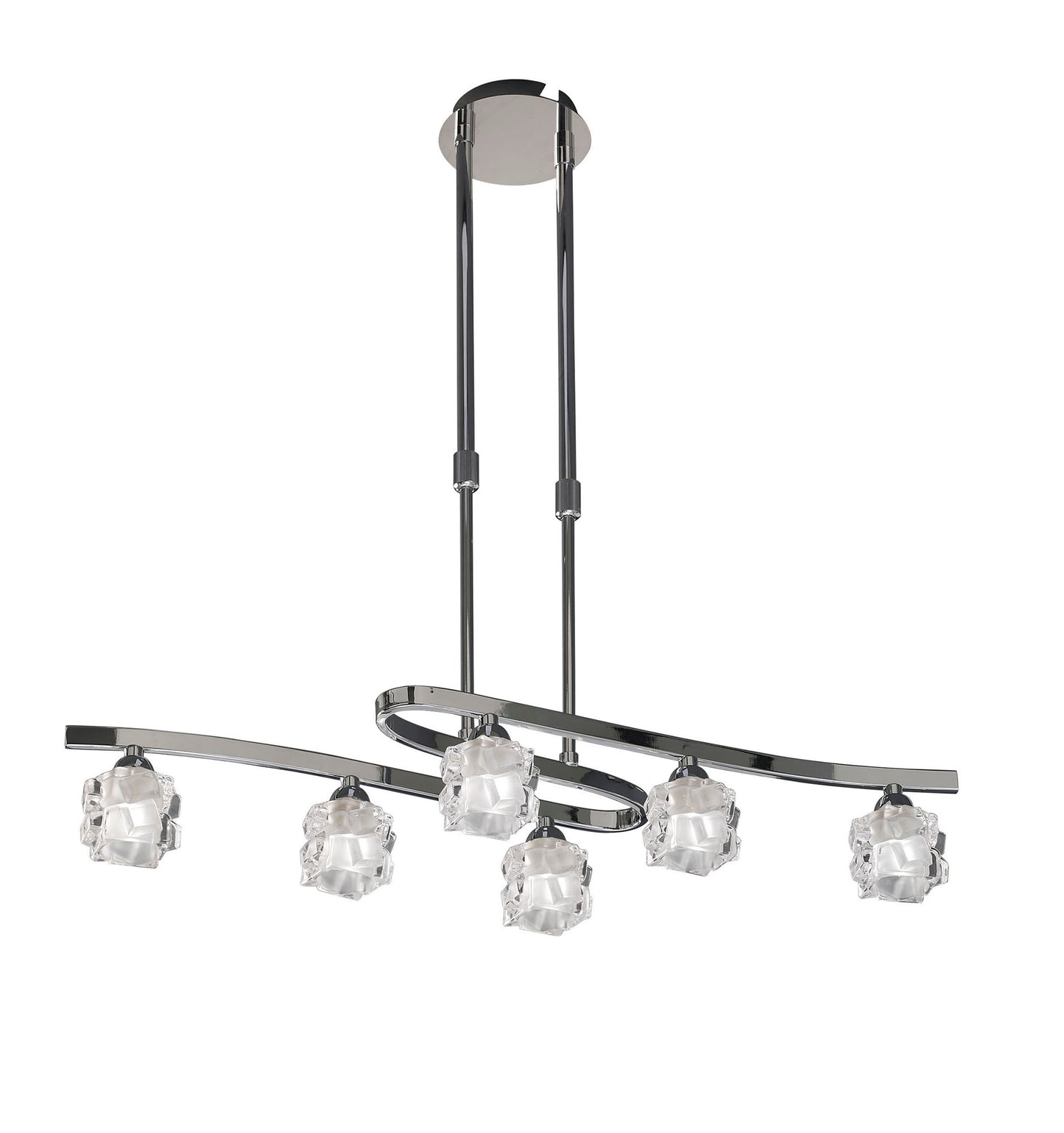 Ice Rectangular Telescopic Convertible To Semi Flush 6 Light G9 ECO, Polished Chrome by Mantra