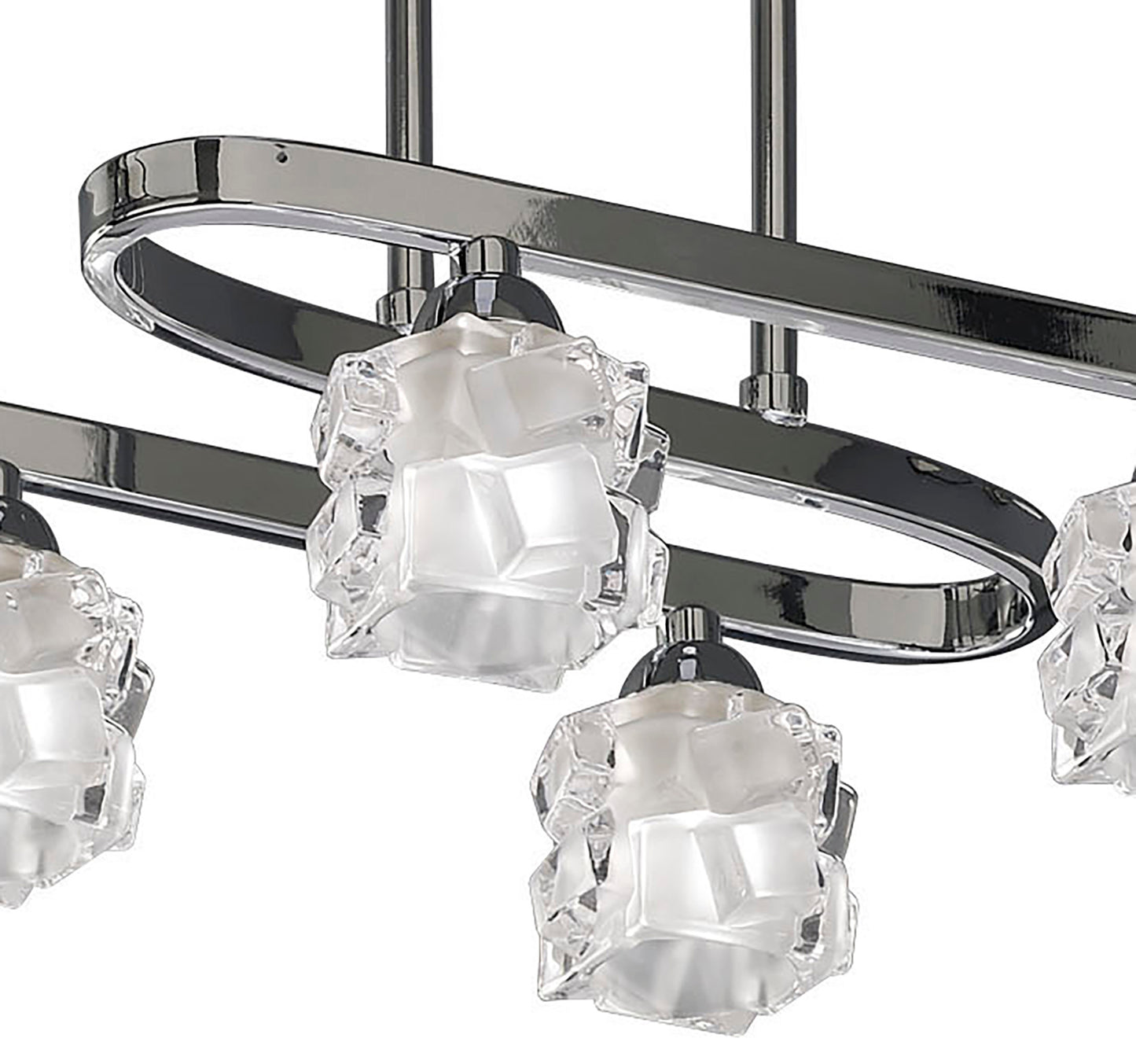 Ice Rectangular Telescopic Convertible To Semi Flush 6 Light G9 ECO, Polished Chrome by Mantra