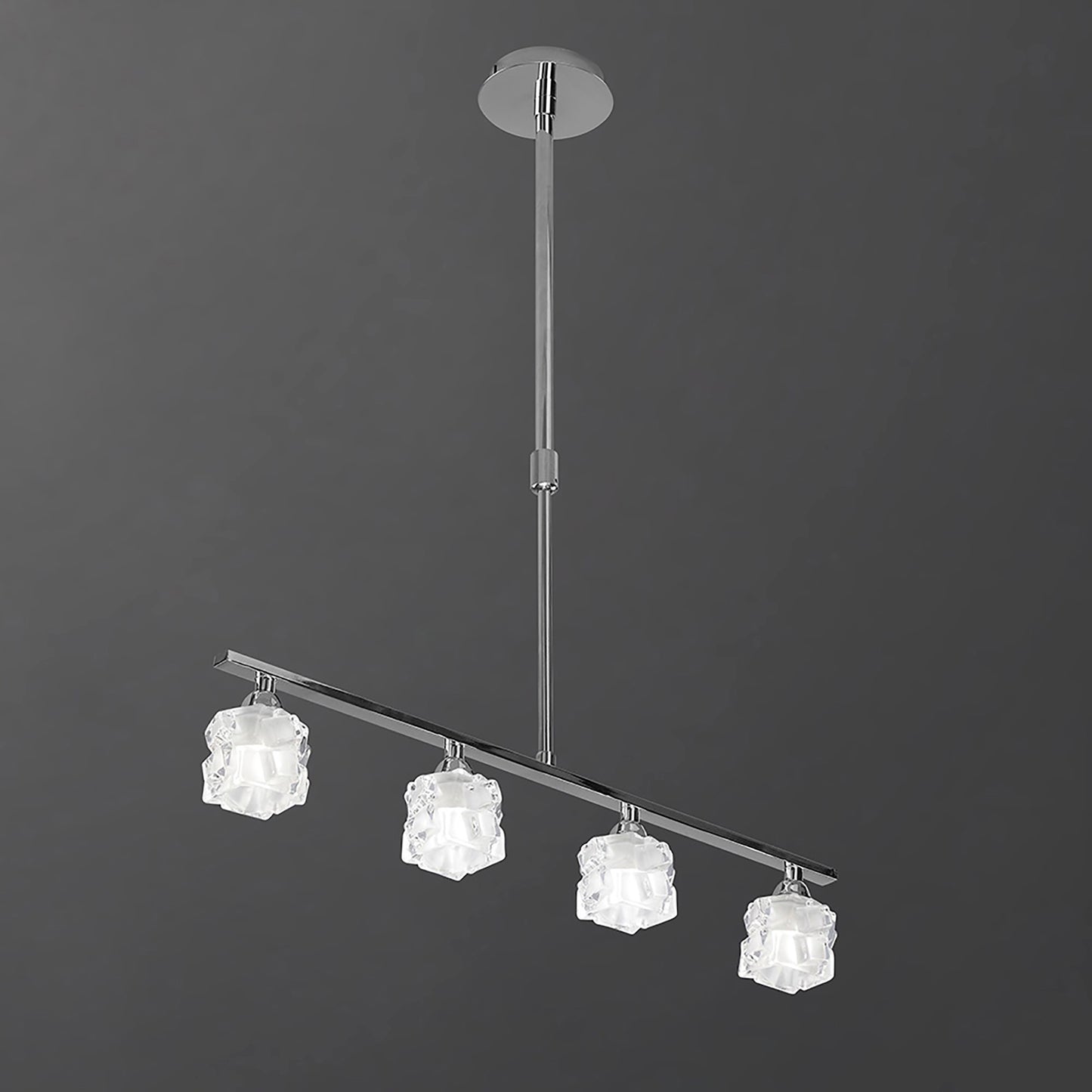 Ice Linear Pendant 4 Light G9 ECO Bar, Polished Chrome by Mantra