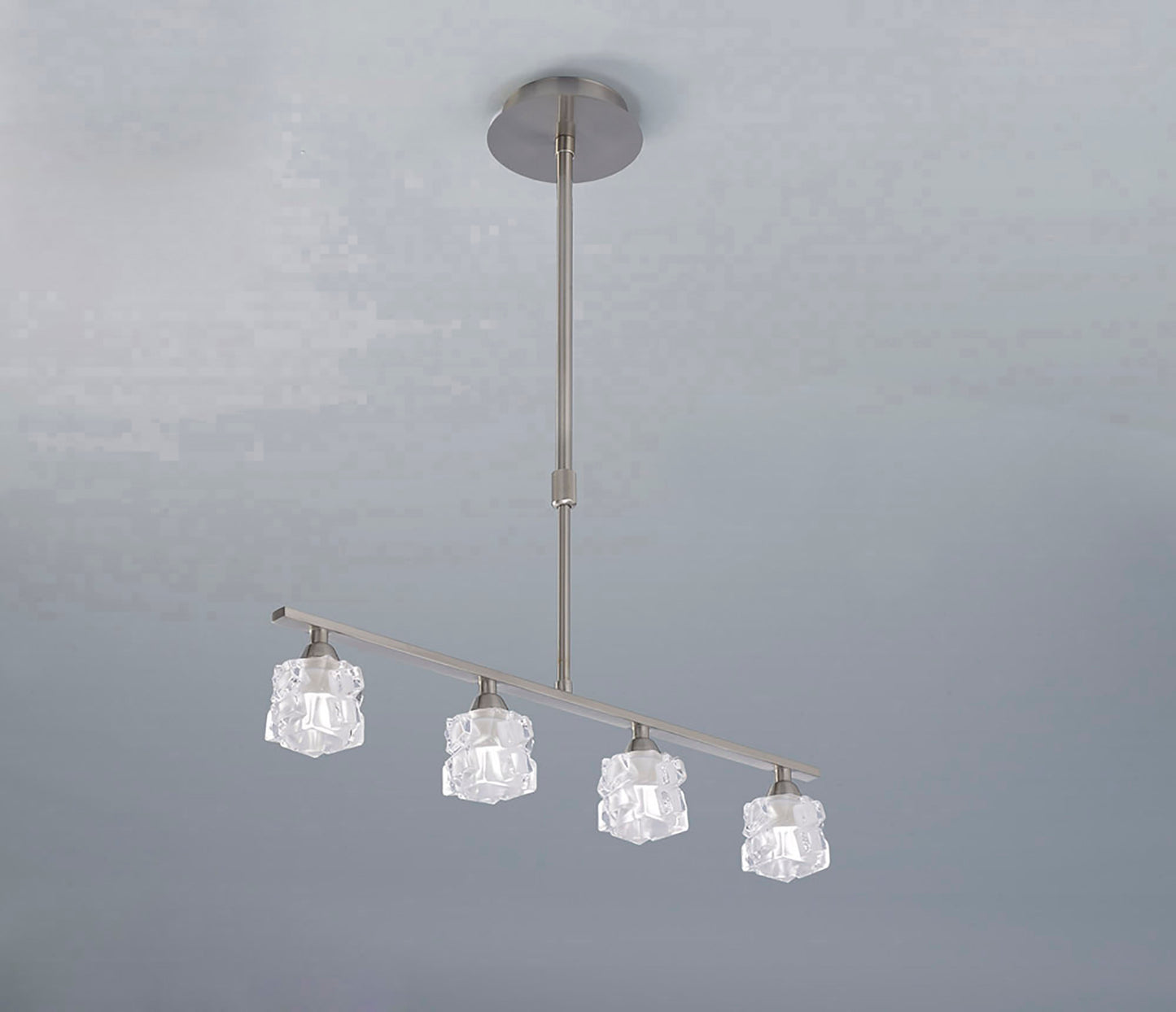 Ice Linear Pendant 4 Light G9 ECO Bar, Satin Nickel by Mantra