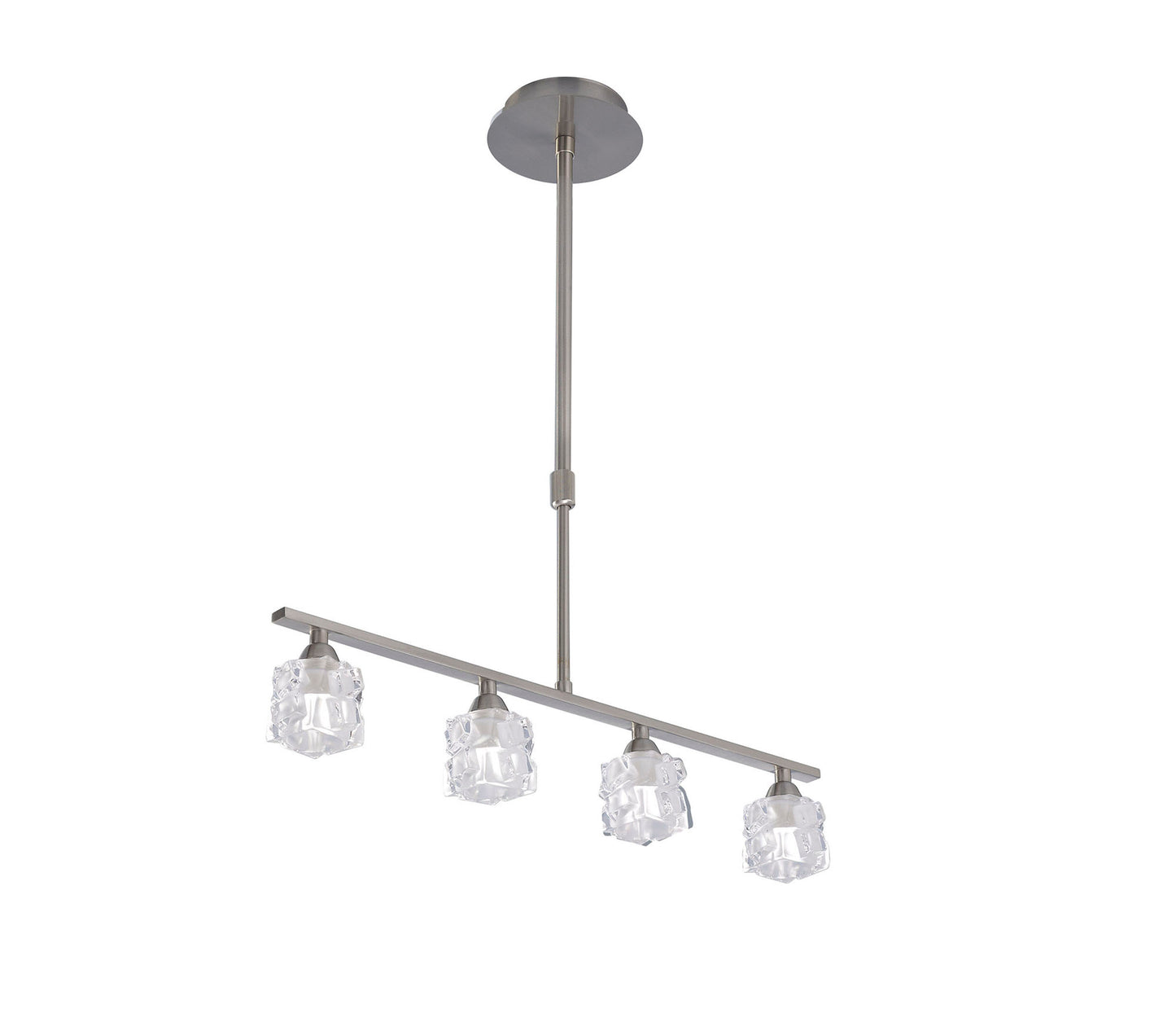 Ice Linear Pendant 4 Light G9 ECO Bar, Satin Nickel by Mantra