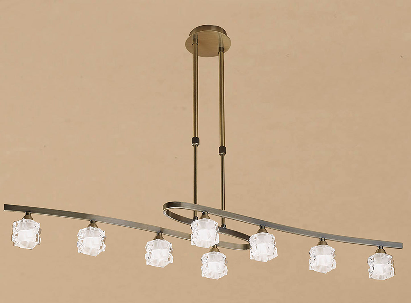 Ice Rectangular Telescopic 8 Light G9 ECO, Antique Brass by Mantra