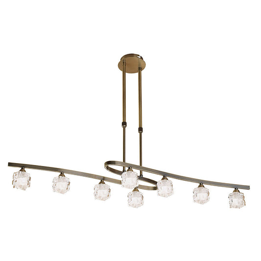 Ice Rectangular Telescopic 8 Light G9 ECO, Antique Brass by Mantra