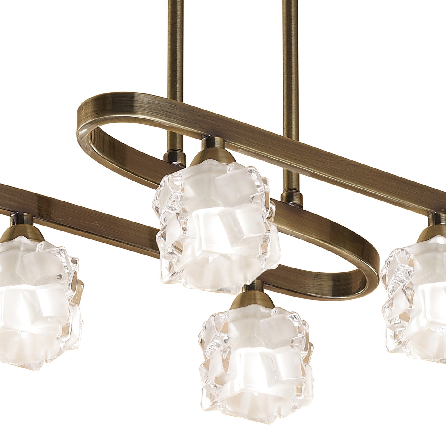 Ice Rectangular Telescopic Convertible To Semi Flush 6 Light G9 ECO, Antique Brass by Mantra