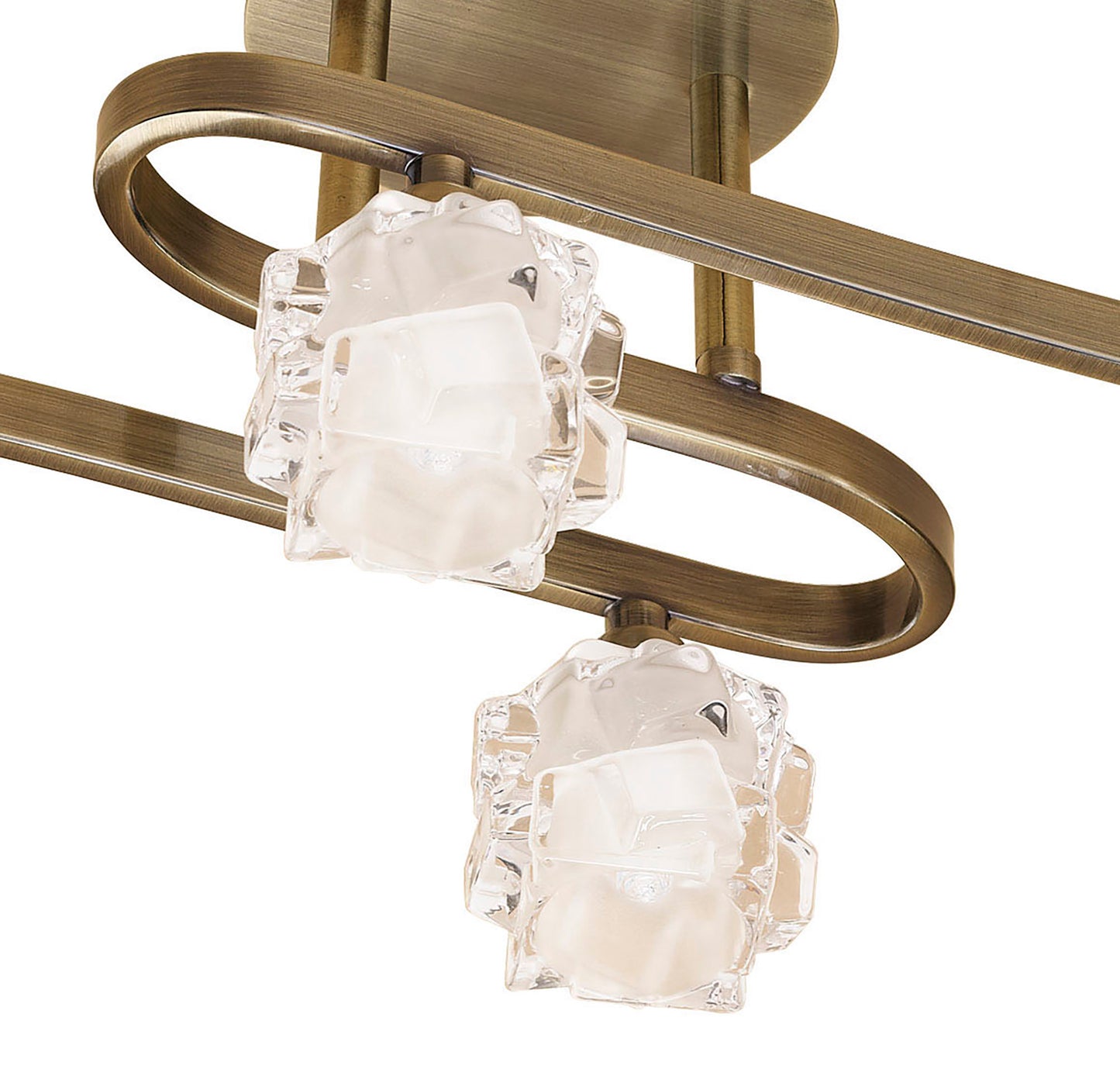 Ice Square Ceiling 4 Light G9 ECO, Antique Brass by Mantra