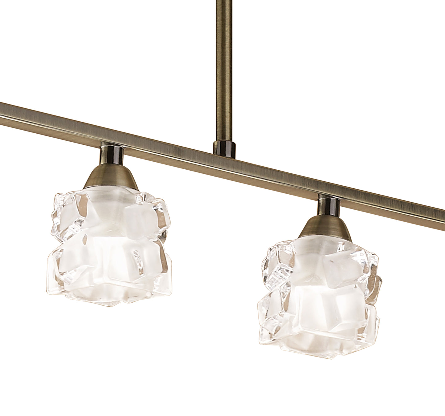 Ice Linear Pendant 4 Light G9 ECO Bar, Antique Brass by Mantra