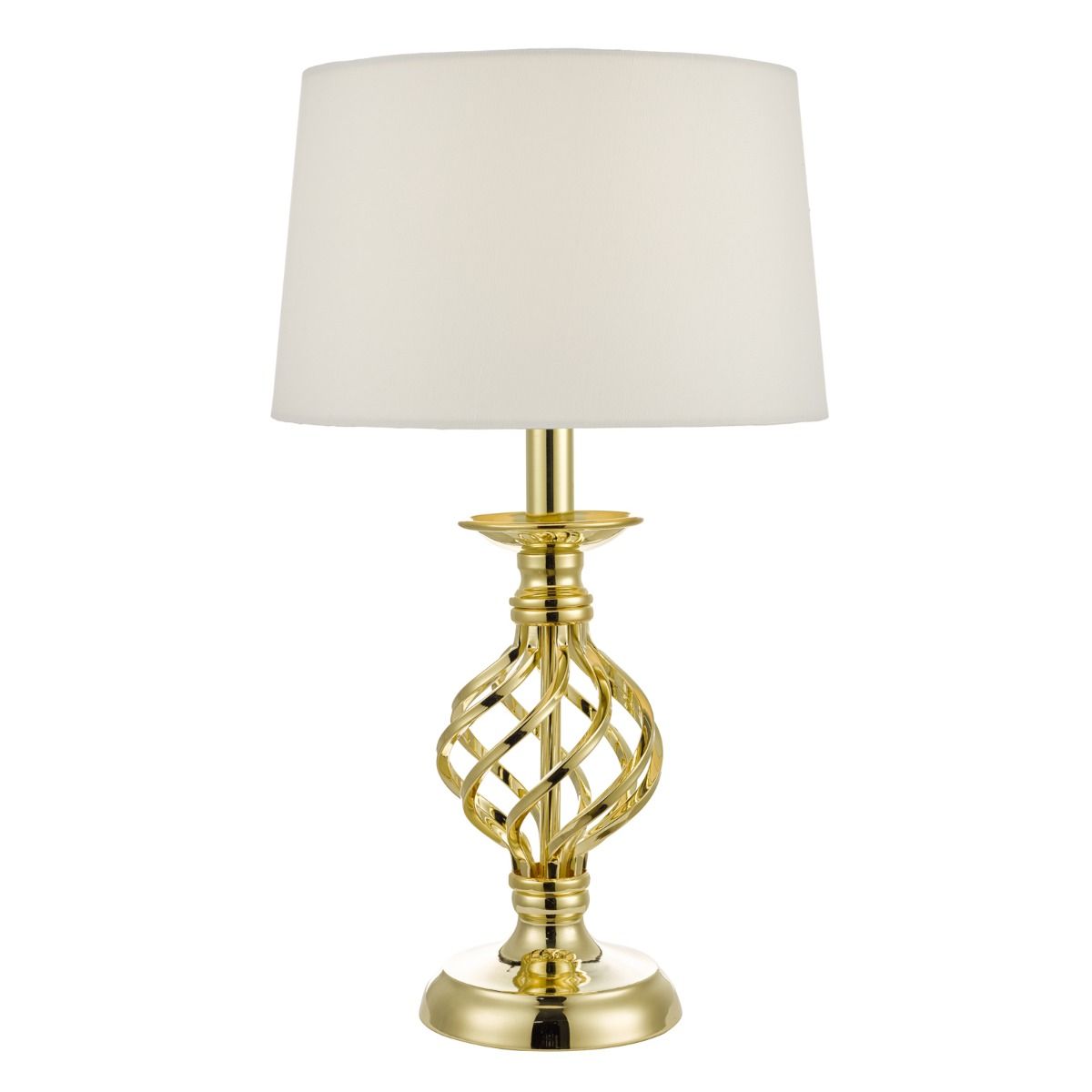 Iffley Touch Table Lamp Gold Cage Twist Base With Shade - Small