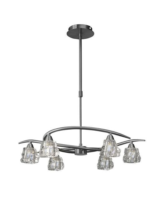 Iku Telescopic Convertible To Semi Flush 6 Light G9, Satin Nickel by Mantra