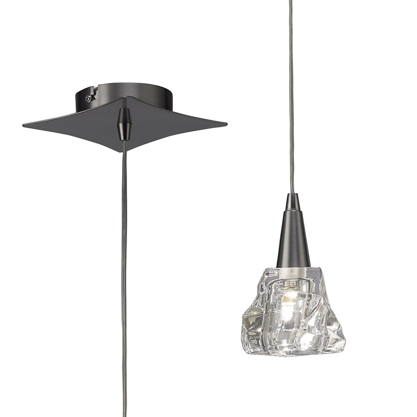 Iku Pendant 1 Light G9, Satin Nickel by Mantra