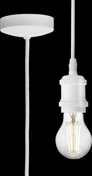 1.8m E27 Vintage Pendant Set - Matt White - 8271LMW