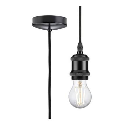 1.8m E27 Vintage Pendant Set - Matt Black - 8271LMB