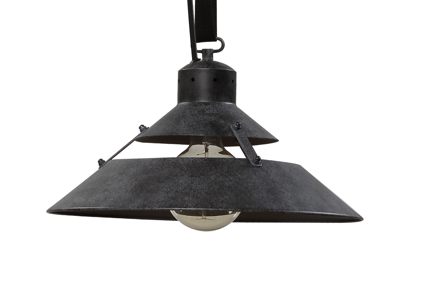 Industrial Ceiling 1 Light 40W E27 Medium, Oxide Metal, Black Belt by Mantra