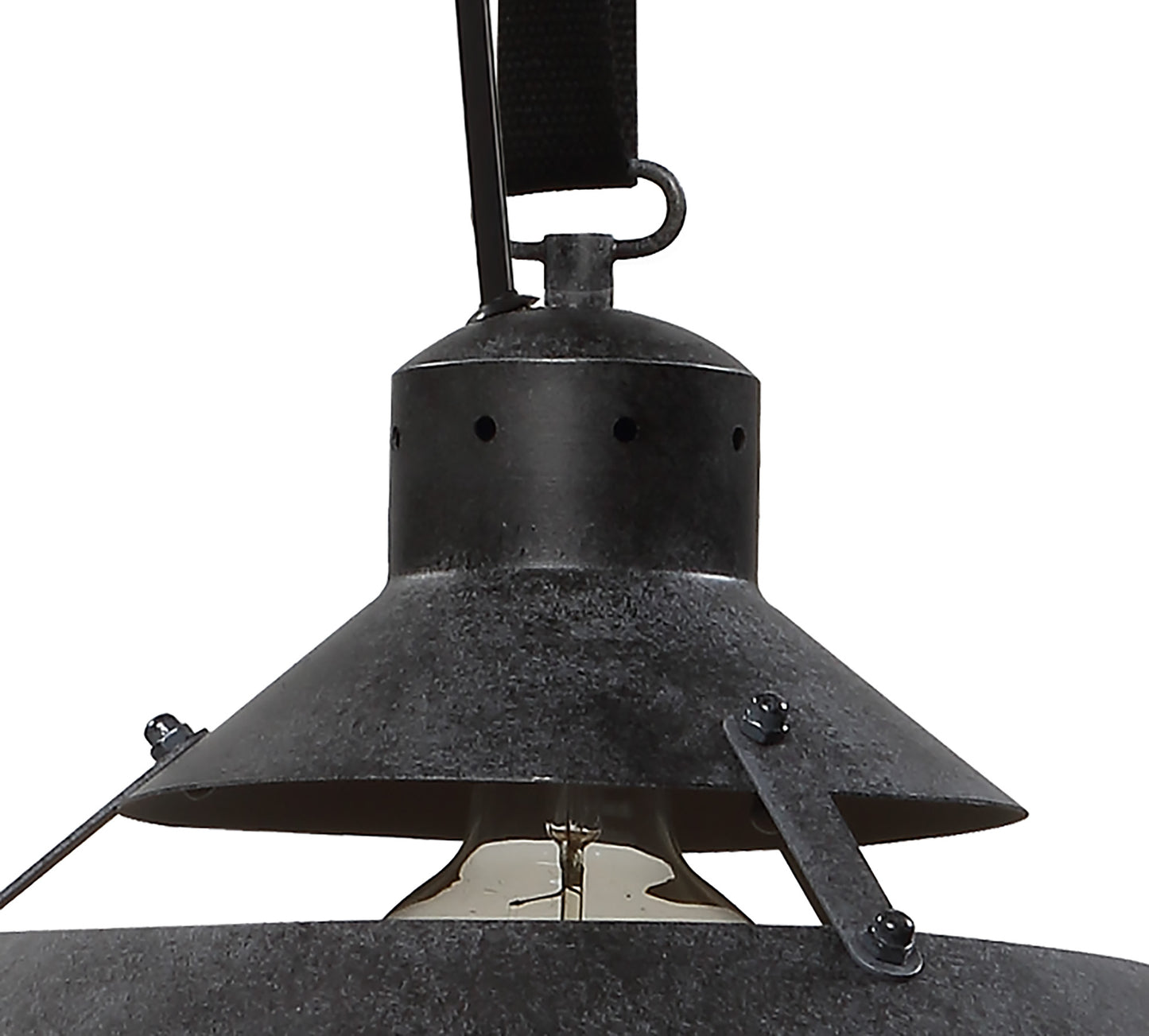 Industrial Ceiling 1 Light 40W E27 Medium, Oxide Metal, Black Belt by Mantra