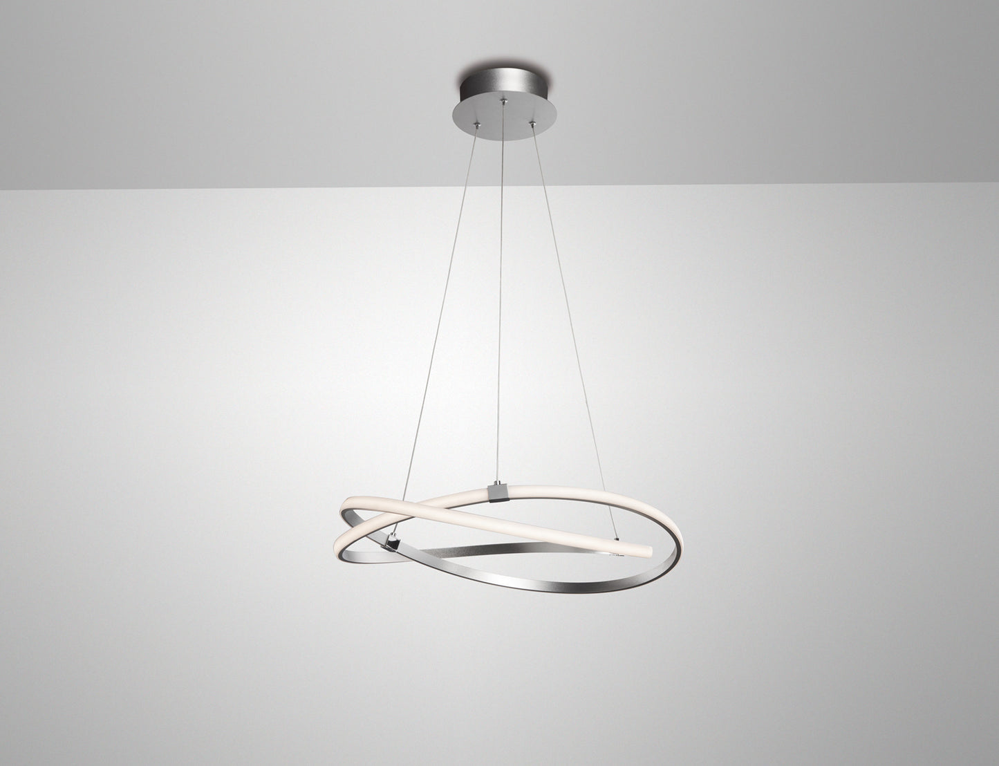 Infinity Pendant 42W LED 3000K, 3400lm, Dimmable Silver/Polished Chrome/White Acrylic, 3yrs Warranty by Mantra