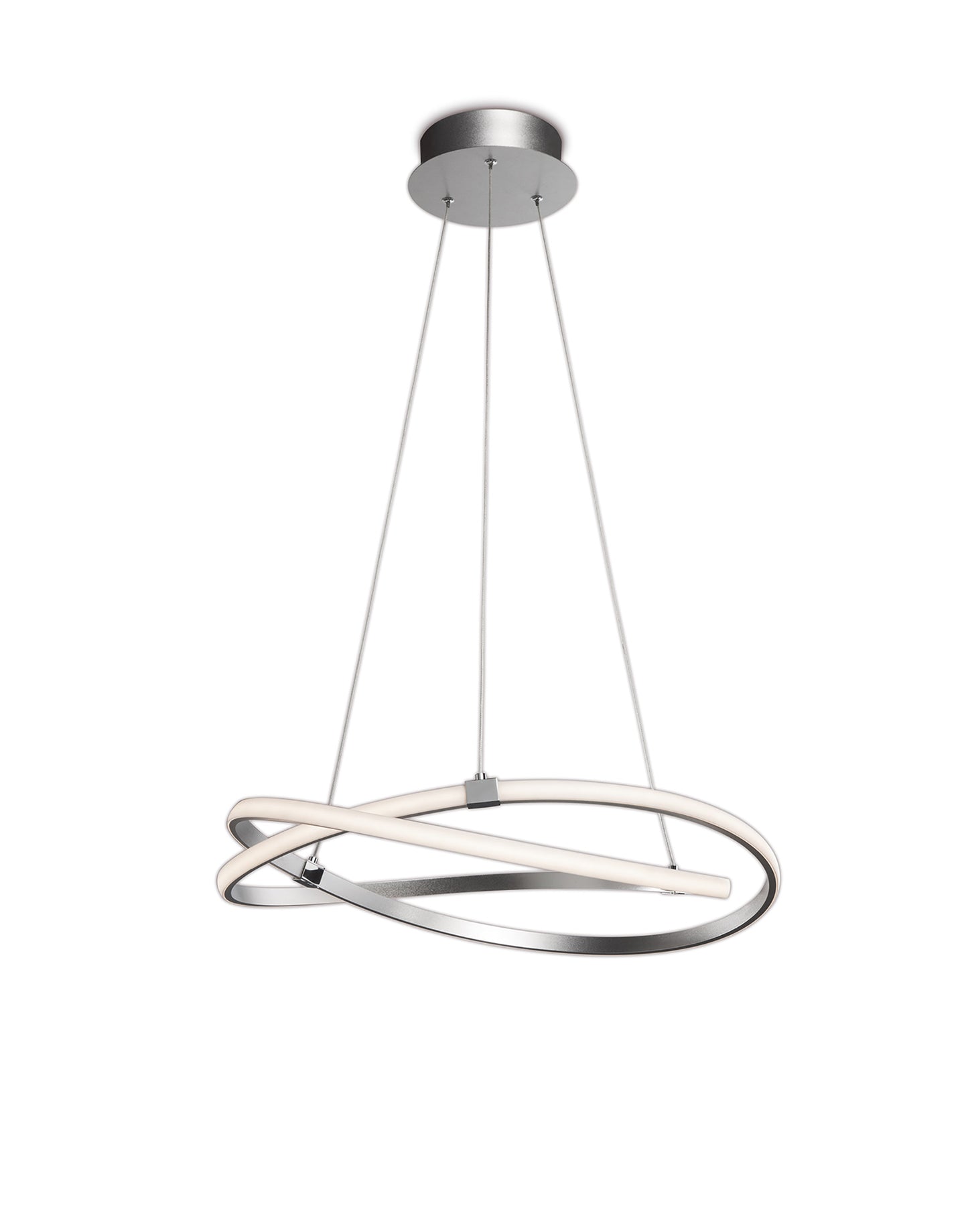 Infinity Pendant 42W LED 3000K, 3400lm, Dimmable Silver/Polished Chrome/White Acrylic, 3yrs Warranty by Mantra