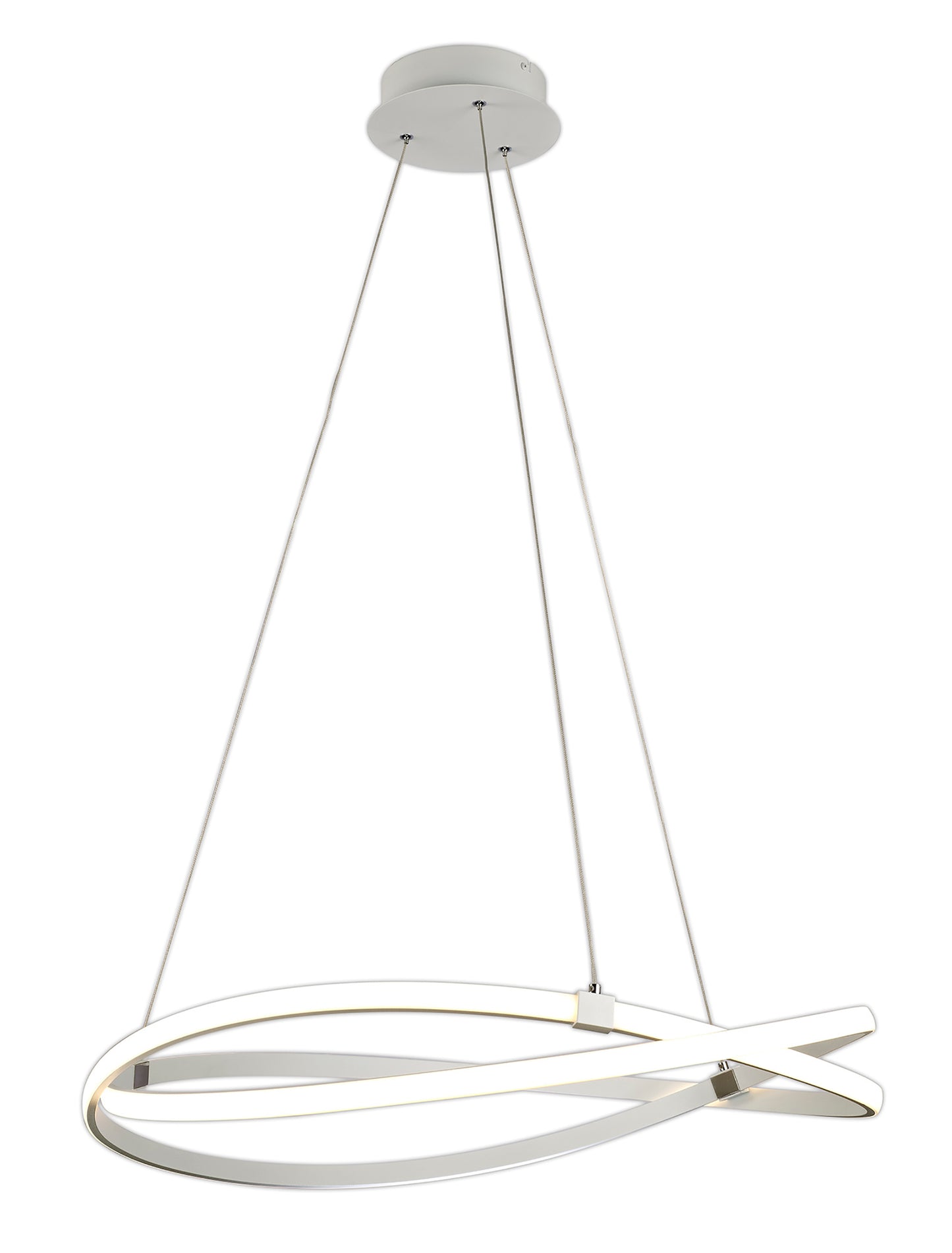 Infinity Pendant 60W LED 3000K, 4500lm, Dimmable Silver/Polished Chrome/White Acrylic, 3yrs Warranty by Mantra