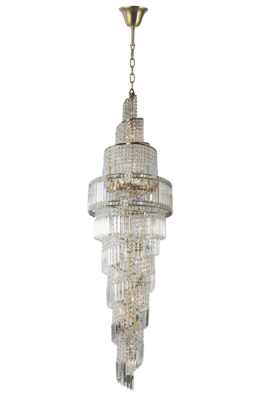 Isla 24 Light 2200mm Crystal Antique Brass