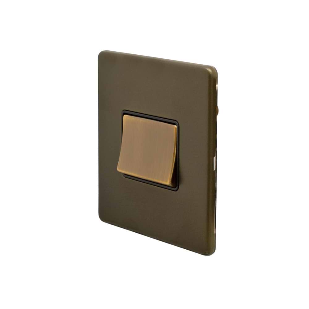 The Eton Collection Bronze 10A 1 Gang 1 Way 3-Pole Extractor Fan Isolator Black Inserts Screwless