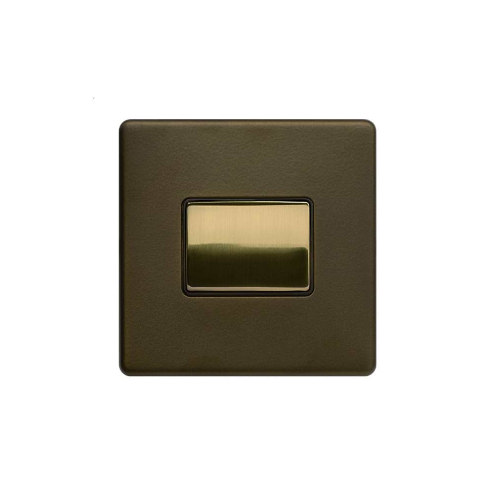 Soho Lighting Bronze & Brushed Brass 10A 1 Gang 1 Way 3-Pole Fan Isolator Black Inserts Screwless
