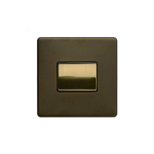 Soho Lighting Bronze & Brushed Brass 10A 1 Gang 1 Way 3-Pole Fan Isolator Black Inserts Screwless