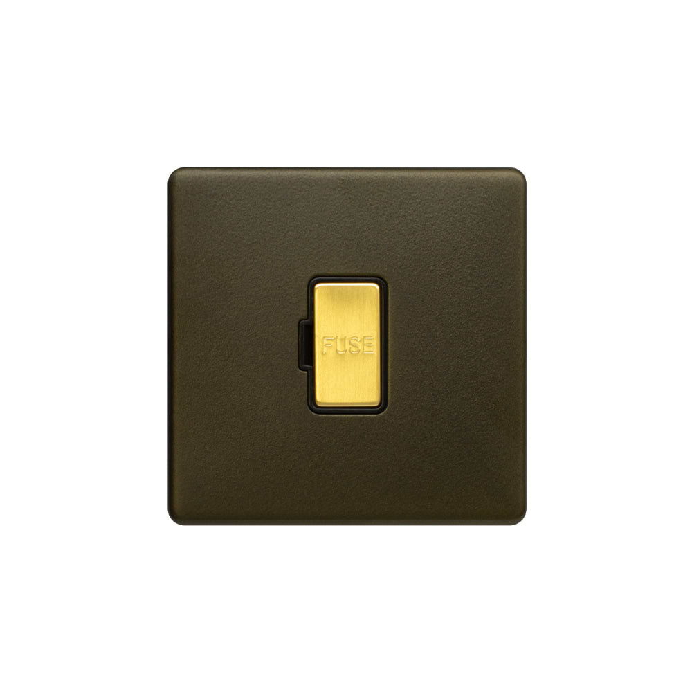 Soho Lighting Bronze & Brushed Brass 13A Unswitched Fused Spur (FCU) Black Inserts Screwless