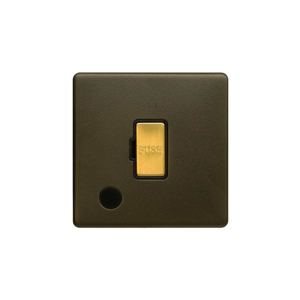 Soho Lighting Bronze & Brushed Brass 13A Unswitched Flex Outlet Black Inserts Screwless