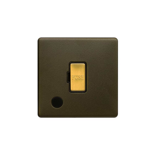 Soho Lighting Bronze & Brushed Brass 13A Unswitched Flex Outlet Black Inserts Screwless