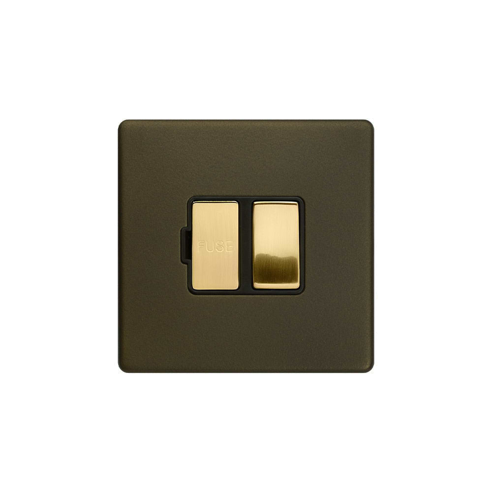 Soho Lighting Bronze & Brushed Brass 13A Switched Fused Spur (FCU) Black Inserts Screwless