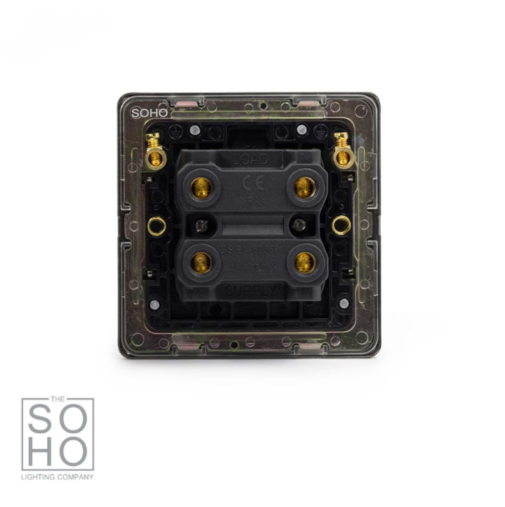 The Eton Collection Bronze 45A 1 Gang Double Pole Switch Sml Plate Screwless