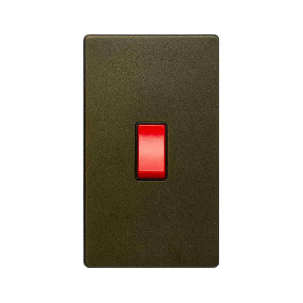 The Eton Collection Bronze 45A 1 Gang Double Pole Switch Lrg Plate Screwless