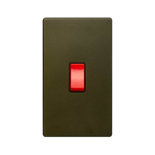The Eton Collection Bronze 45A 1 Gang Double Pole Switch Lrg Plate Screwless