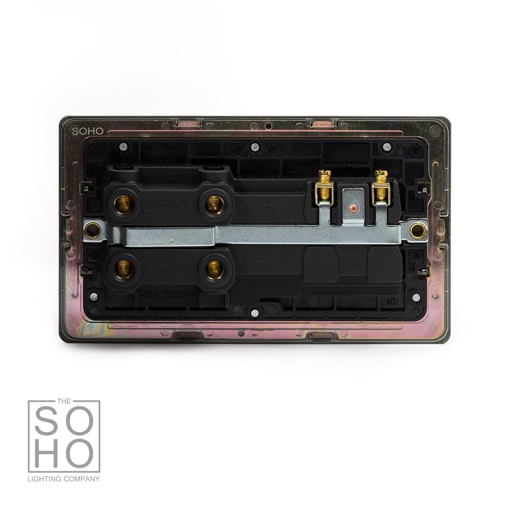 The Camden Collection Matt Black & Brushed Brass 45A Cooker Control Unit Insert Screwless