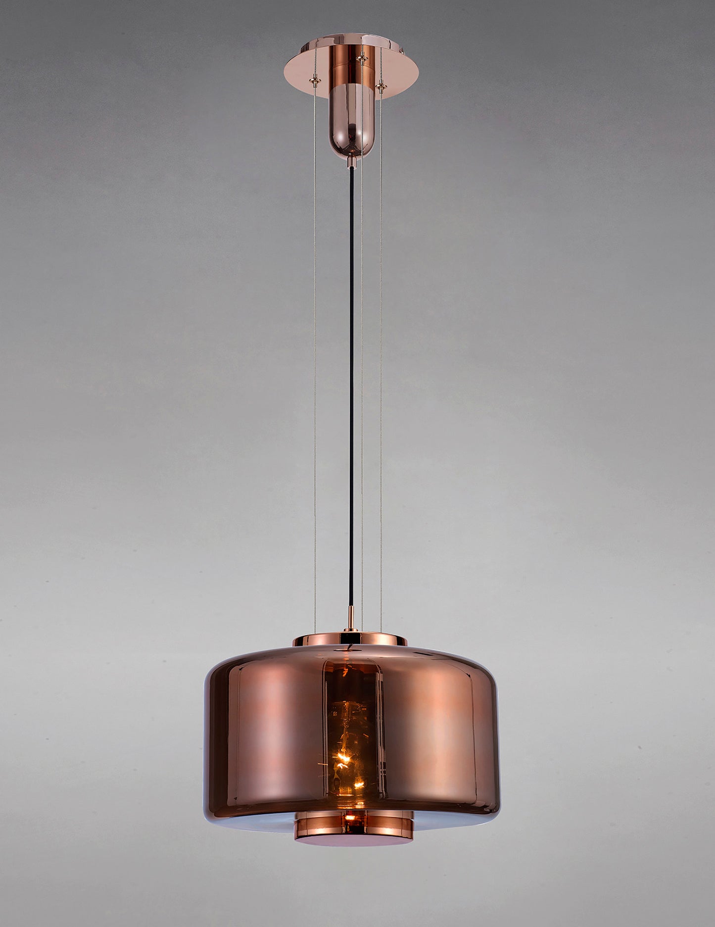 Jarras Pendant 40cm Round, 1 x E27 (Max 40W), Copper / Rose Gold Glass by Mantra