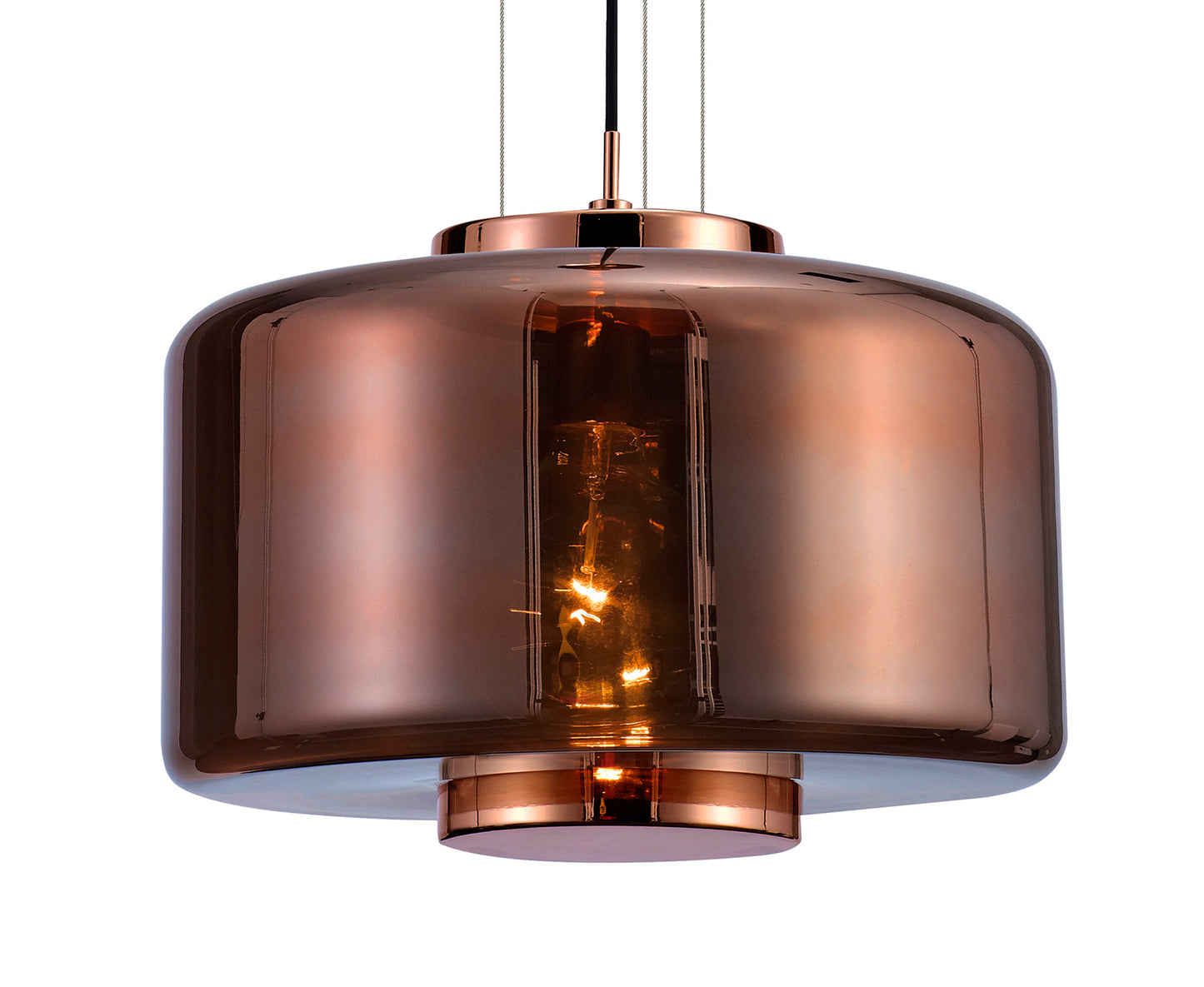 Jarras Pendant 40cm Round, 1 x E27 (Max 40W), Copper / Rose Gold Glass by Mantra