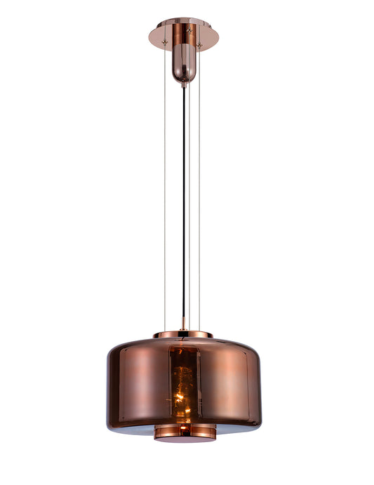 Jarras Pendant 40cm Round, 1 x E27 (Max 40W), Copper / Rose Gold Glass by Mantra