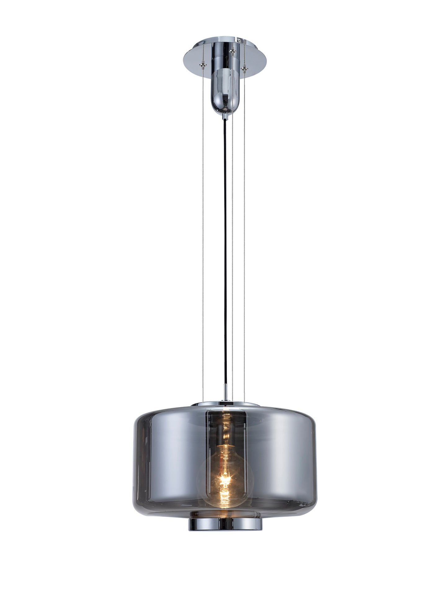 Jarras Pendant 40cm Round, 1 x E27 (Max 40W), Chrome / Ash Grey Glass by Mantra